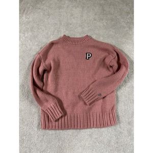 Retired VICTORIA'S SECRET PINK Boyfriend Sweater Chunky Knit Blue‎ Oversize XS